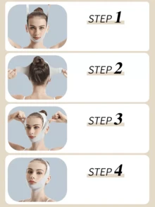 Sangle de levage du menton réutilisable en forme de V ajustable pour la réduction du double menton, le modelage de la mâchoire et le raffermissement de la peau - Multicolore - Voir 5