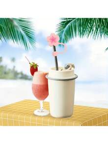 1Pc/2/3/4Pcs Flower Silicone Straw Cover Cap For Cup,Straw Topper 10mm 0.4in Dust-Proof Reusable Straw Tips Lids,Straw Tip Covers Gift For Party Decor - Pink - View 6