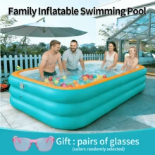 Extra Large Inflatable Swimming Pool, 3 Layer Thickened Foldable Family Pool For Backyard Garden Patio, Include A Pair Of Sunglasses As Well - Green Orange - View 1