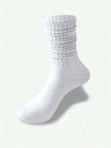 1/3/4/5/6/8/10 pares de calcetines slouch de burbuja multicolor para mujer, cómodos, clásicos, estilo europeo, hasta la rodilla, casuales, ajustados a media pantorrilla - Blanco - Ver 3