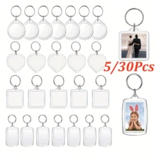 5/30 piezas Llavero con marco de foto de acrílico, pegatina de cabeza grande, inserto de foto, soporte de foto, colgante de anillo de llave rectangular, para decoración colgante DIY de marco de foto de doble cara - Multicolor - Ver 3
