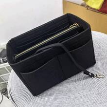 1pc Extra Large/Large/Medium/Small Multi-Functional Large Capacity Felt Fabric Inner Bag, Large Capacity Cosmetic Bag, Felt Bag, Medium Bag, Detachable Minimalist Storage Organizer - Burgundy - View 8