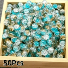 50顆 8mm 水晶玻璃珠 北極光藍色 裂紋圓珠 DIY 手工珠寶 手鍊項鍊耳環製作 - 彩色 - 查看 21