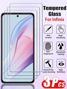 [3pcs Premium Pack]High-Definition Tempered Glass Screen Protector Compatible With Transsion Phones, Compatible With Infinix Note 30i, HOT 40i, Camon 20, And Spark 10. 9H Hardness Tempered Glass Screen Protector Scratch-Resistant, Shockproof, Anti-Impact, Oleophobic, Hydrophobic, Anti-Fingerprint, High Transparency, Ultra-Thin, Ultra-Tough, And Explosion-Proof, Essential Screen Protector For Phones. High-Definition Tempered Glass Screen Protector Suitable For Holidays/Birthdays/Family/Friends/Boys/Girlfriends. - White - View 2