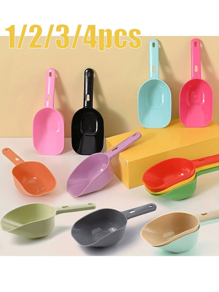 1/2/3/4 piezas Cucharas de comida para mascotas de colores para gatos y perros - Cucharas de comida para perros de plástico, cucharas fáciles de usar con mangos ergonómicos, plástico duradero, adecuadas para medir y servir comida para mascotas - Multicolor - Ver 1