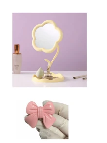 Floral Pattern Tabletop Makeup Mirror, Cute Tabletop Vanity Mirror, Tabletop Makeup Mirror With Jewelry Storage Rack, Vanity Mirror With Jewelry Tray, Rotatable Adjustable Tabletop Mirror, Makeup Mirror Suitable For Bedroom Vanity Or Makeup Table, Lightweight Travel Comb (With Built-In Mirror) - Perfect For Putting In A Handbag - Multicolor - View 12