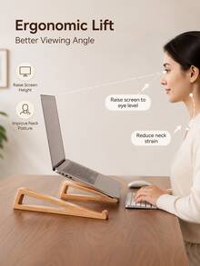 Set 2 Buah Dudukan Laptop Kayu, Penyangga Laptop Portabel Minimalis, Serat Kayu Alami, Penopang Meja Ergonomis, Cocok Untuk Laptop, Tablet, Kantor Rumah, Belajar, Ruang Kerja, dan Penggunaan Sehari-hari - Dudukan laptop - View 4