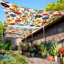 1 pieza Vela de Sombra Estilo Bohemio, Adecuada para Exteriores, Uso Diario, Playa, Camping, Jardín, Escenas de Picnic. Aplicable en Todas las Estaciones, Instalación Rápida (Poste de Soporte y Cuerda No Incluidos) - Multicolor - Ver 5