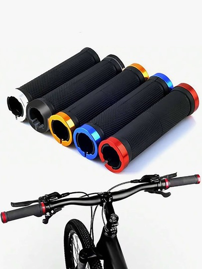 Bicycle Rubber Handlebar Grips With Alloy Clamps, Shock-Absorbing, Anti-Slip Bicycle Handlebar Grips, Bicycle Accessories