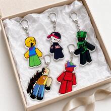 5pcs R-O-B-L-O-X Acrylic Keychain Set, Vintage Myth Series, Includes Iconic Noob, Classic Guest And Corrupted Forgotten Legend, Bag Charm - Multicolor - View 5