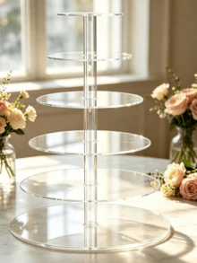 Soporte para pastel de varias capas, soporte redondo para postres, soporte para exhibir cupcakes, soporte para cake pops, utensilios de repostería y pastelería, moldes para hornear pasteles, suministros para pasteles y postres, bodas, banquetes de cumpleaños, regalos del Día de la Madre, regalos del Día del Padre - transparente - Ver 5