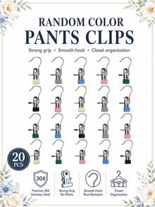 Premium Stainless Steel Clothes Clips, Adjustable Metal Pants Hanger With Clips, Laundry Pegs With Hooks, Portable Hanging Clothes Clips For Clothing Decoration, Holiday Decor, Pants And Skirt Hanger With Clips, Spring, Minimalist, Summer Tops - Multicolor - View 26