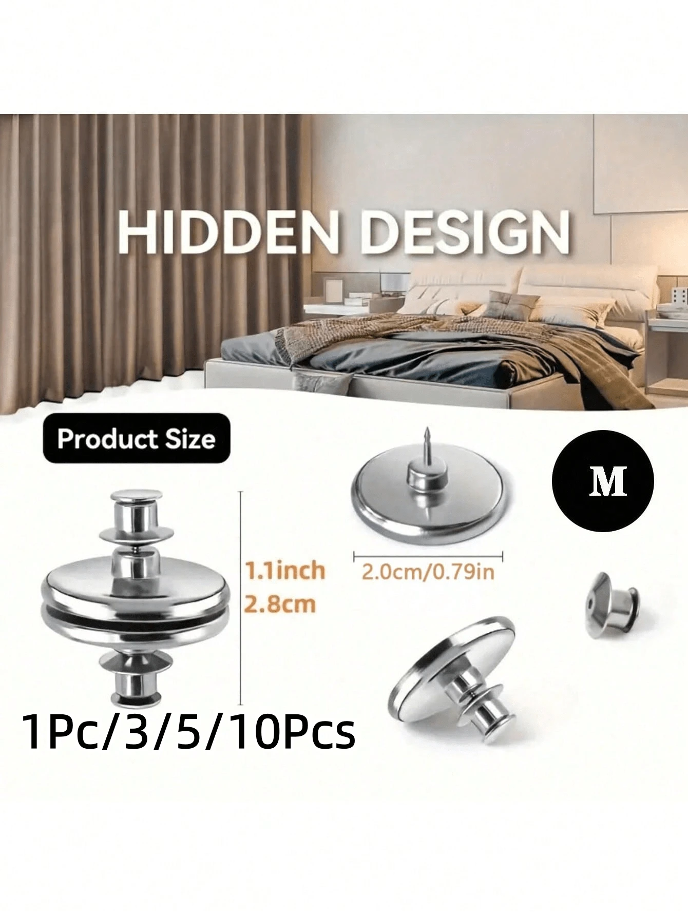 1 Pair/3 Pairs/5 Pairs/10 Pairs Curtain Magnetic Buckle Magnet Light-Blocking Strong Magnetic Removable Metal Tie Strap Fixing Buckle - Silver - View 1