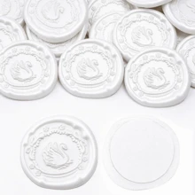 20入 3D 浮雕天鵝湖圖案自黏式蠟封貼紙，適用禮物、婚禮邀請函信封，珍珠白 - 天鵝-珠光白 - 查看 3