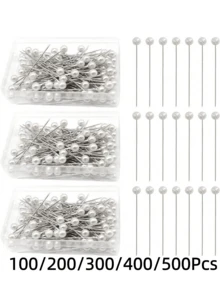 100/200/300/400/500支装缝纫针，圆头珍珠针，绗缝针，布艺针，适用于手工制作、缝纫、包边、珠宝配件装饰、婚礼珍珠花针 - C-白色 - 查看 13