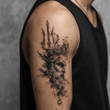 1pc Waterproof Anti-Rub PVC Realistic Sea Demon Tattoo Sticker, Suitable For Daily Wear - Grey - View 1