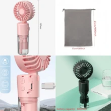Mini Handheld Mist Fan, Portable Electric Fan, 2-Speed Adjustable, Desktop Fan Suitable For Summer, Humidifying & Cooling, Indoor/Outdoor Camping, Student Rechargeable Fan, 800mAh Long-Lasting Battery - A - View 12
