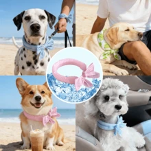 OBOVAY 2pcs/Set Universal Summer Pet Cooling Scarf, Suitable For Dogs And Cats, Physical Heatstroke Prevention Cooling Scarf, Outdoor Ice-Feel Neck Wrap, Multiple Asymmetrical Patterns, Dog And Cat Neck Collar, Pet Outdoor Travel Essential, Outdoor Ice-Feel Neck Collar - Multicolor - View 9