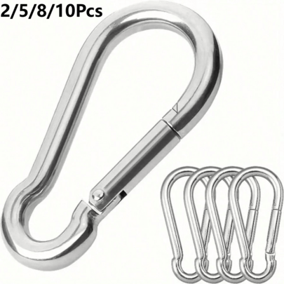 2/5/8/10Pcs Ganchos de resorte de acero inoxidable 304 de alta resistencia, clips colgantes multiusos, conectores de hamaca, llavero, camping y pesca, ganchos rápidos de acero inoxidable de grado marino, clips de metal resistentes a la corrosión, hebillas conectoras de equipo de pesca y columpio de hamaca, instalación sin perforación