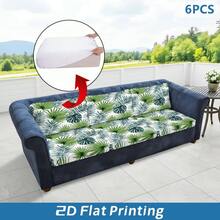 1pc/2pcs/6pcs/8pcs Set Tropical Palm Leaf Digital Print Outdoor Sofa Cover (Cover Only, Sofa Not Included) Protects Sofa Furniture Home Decor Machine Washable Patio Cushion Cover With Elastic Band Closure, Outdoor Sofa Cushion Cover, Patio Sofa Cover, Patio Furniture Cover, Living Room Furniture Protector, Suitable For Garden, Park, Indoor And Outdoor Sofa Cushions, Sectional Sofa And Armchair - Multicolor - View 4