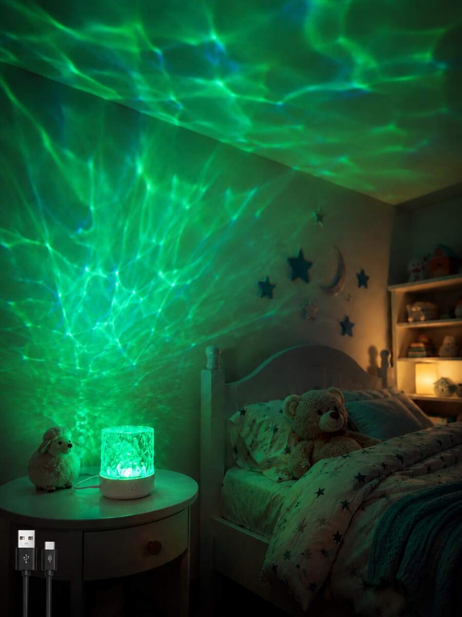 1pc [Room Decor Light] Water Ripple Wave Projection Night Light, Suitable For Bedroom, Dorm, Children's Room, Holiday Atmosphere Decoration, Gift Occasions