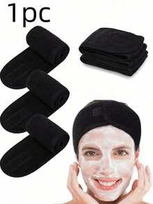 1 peça Faixa de cabeça ajustável, faixa de cabeça antiderrapante de cor sólida adequada para hidroterapia, cuidados faciais, maquilhagem, faixa de cabeça larga ajustável, ioga, banho de hidroterapia, duche, maquilhagem, lavagem do rosto, faixa de maquilhagem feminina, acessórios de maquilhagem femininos - Multicolorido - Ver 11