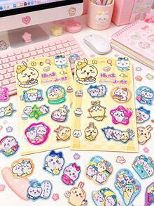 Pegatinas de sello con expresión de dibujos animados divertidos 3D, calcomanías de textura de cristal de colores para diario, decoración de papelería DIY, pegatinas de recompensa de marca diaria - Multicolor - Ver 2
