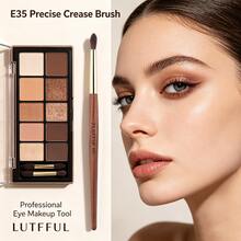 FLUFFIN 1 Stück E35 Präzisions-Faltenpinsel aus Rosshaar, kleiner Falten-Blending-Make-up-Pinsel, hochwertig, Rosenholz mit Kupferrohr - Rotbraun - Übersicht 2