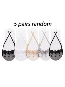 1/5/6/10/15/20/30 Pairs Thin Lace Invisible Non-Slip Liner Socks For High Heels, Suitable For Spring & Summer, Random Delivery - Multicolor - View 17