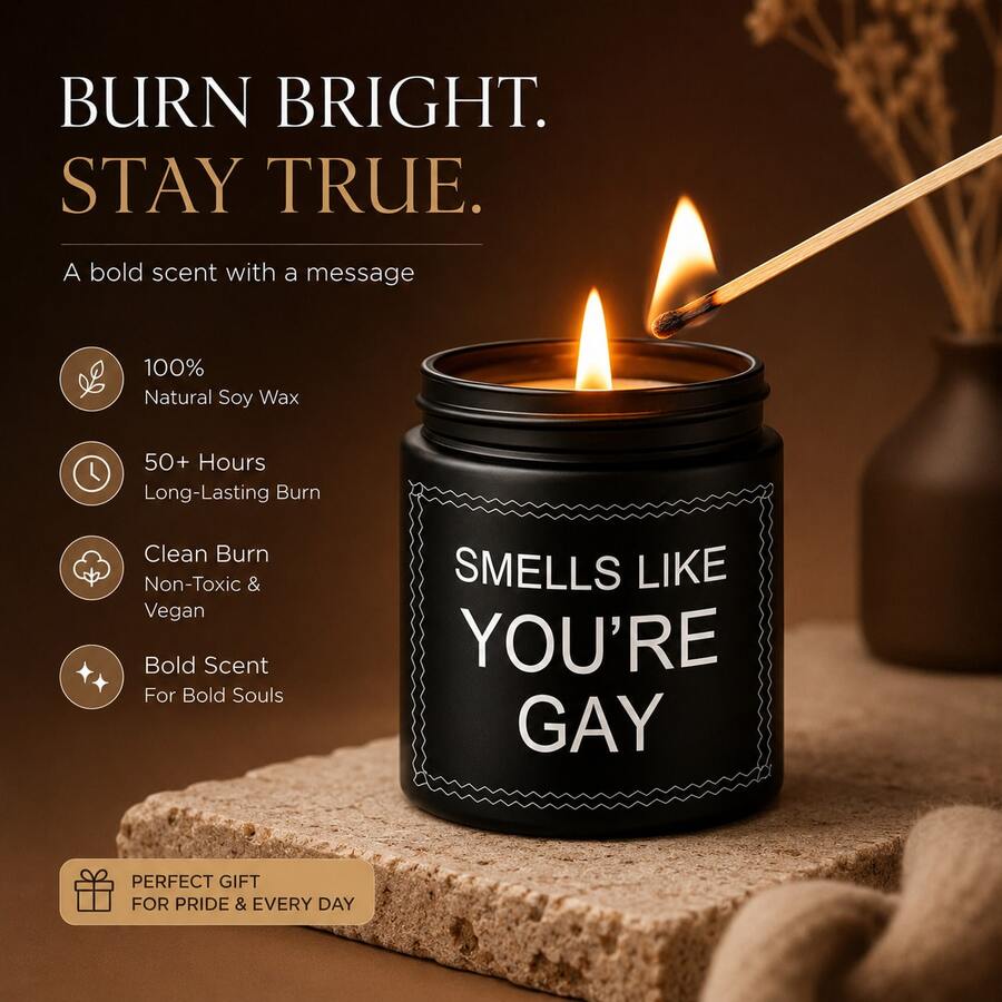 1個 GAY 薰衣草香氛蠟燭禮物,創意幽默可愛獨特必備禮物,適合同志男士、男朋友、兄弟、丈夫,適用於週年紀念、生日、情人節,送給他的居家裝飾禮物,適合 LGBTQ+ 組織的朋友、同志與異性戀人士 - 均碼 - 查看 1