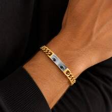 Adult Bracelet With Baby Look + Personalized Phrase, Free Engraving, Gift, Silver & Gold - 金色正面造型1 - 查看 5