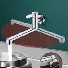 1pc Wall Mounted Stainless Steel Tap Extension Arm, Polished Single Handle Cold Water Faucet, 360° Rotatable Spout, 20-30cm Multi Size, Anti-Splash Sink Accessory - Multicolor - View 10