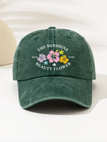 1件時尚極簡水洗棒球帽，四季通用裝飾風格「THE SUNSHINE SUCH CUTE BEAUTY FLOWER」印花圖案，送給家人與朋友的禮物 - 水洗帽 - 查看 13