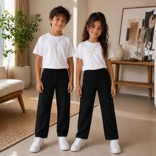 Children's Unisex Fleece Pants Set, Sizes 4 To 8 Years | Thick Winter Pants For Children | Fleece Pants For Girls And Boys - 黑色 - 查看 1