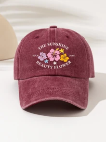 1件時尚極簡水洗棒球帽，四季通用裝飾風格「THE SUNSHINE SUCH CUTE BEAUTY FLOWER」印花圖案，送給家人與朋友的禮物 - 水洗帽 - 查看 7