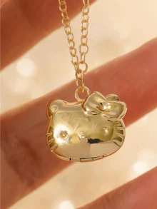 Miniso Hello Kitty 金色調吊墜項鍊，可調節，輕巧舒適，女性日常派對禮物 - 樣式1 - 查看 2