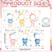 Feed The Bab-spel, bakgrund för babyshower, rolig banner för blindmatningslek, för könsavslöjande, bröllopsfestaktiviteter för gäster och fotobåsrekvisita - Stil 1 - Visa 3