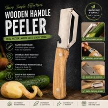 2件/1件多功能廚房削皮器、開瓶器，2合1削皮器 - 不鏽鋼鋒利刀片，木柄胡蘿蔔馬鈴薯削皮器與開瓶器，削皮器與開瓶器組合，適用於南瓜、木瓜、櫛瓜、蘋果、馬鈴薯等水果和蔬菜。適用於廚房、餐廳和其他場合 - 削皮器 - 查看 14