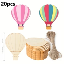 10/20pcs Kerajinan Balon Udara Kayu DIY - Dengan Tali Rami, Potongan Kertas Belum Selesai, Sempurna Untuk Dekorasi Musim Panas, Pernikahan - A - View 6