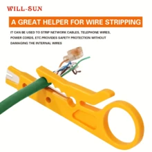12pcs Wire Stripper, Wire Stripping Knife, Network Cable Crimping Tool, Multi-Functional Small Yellow Knife - A - View 3