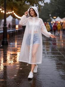 2pcs/1pc Lightweight EVA Raincoat With Reusable Zipper Storage Bag, Packable Waterproof Hooded Rain Poncho For Women & Men, Football Games, Stadium Fans, Marathon Spectators, Music Festivals, Theme Parks, Concerts, Travel, Camping & Car Emergency - Multicolor - View 12