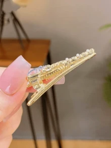 1PC Alloy Starfish Shell Rhinestone Pearl Hair Clip Women Ocean Bang Side Clip Beach Daily Hair Accessory - Blue - View 10