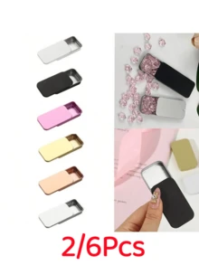 2/6pcs, Size: 2.36X1.34X0.43 Inches, Sliding Lid Metal Tin Box, Metal Box With Lid Small Item Storage Box, Such As Earrings, Jewelry Crafts, Etc. - Multicolor - View 13