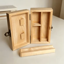 1 Box, Natural Wood Storage Box With Multi-Compartment Design, Flip Lid With Lock, Anti-Pressure Anti-Odor, Solid Wood Flip-Top Storage Box, Anti-Pressure Anti-Dust Portable Tool Box - 1PC - View 10