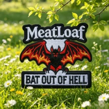 sayjke 1片 Bat Out Of Hell 樂團印花標語聚酯纖維 (Polyester) 刺繡貼布,四季適用 Meatloaf 款,適用於衛衣、T恤、帽子、包包、夾克縫製或熨燙 - 黑色 - 查看 6