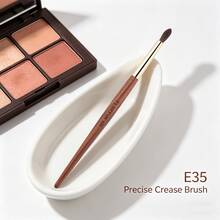 FLUFFIN 1 Stück E35 Präzisions-Faltenpinsel aus Rosshaar, kleiner Falten-Blending-Make-up-Pinsel, hochwertig, Rosenholz mit Kupferrohr - Rotbraun - Übersicht 5