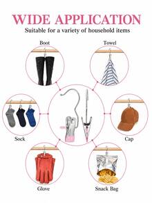 Premium Stainless Steel Clothes Clips, Adjustable Metal Pants Hanger With Clips, Laundry Pegs With Hooks, Portable Hanging Clothes Clips For Clothing Decoration, Holiday Decor, Pants And Skirt Hanger With Clips, Spring, Minimalist, Summer Tops - Multicolor - View 7