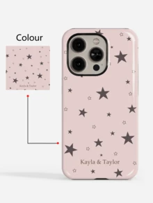 1pc Minimalist Ins Style Star Color Name Customized Fresh Personalized Preference Matching Tone Phone Case 2-In-1 Glossy Film Full Coverage Hard Shell Protective Cover Compatible With IPhone 11/12/13/14/15/16 17 Pro Max - Multicolor - View 4