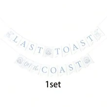 1 Set Coastal Last Call Paper Banner, Light Blue & White Beach Party Banner, Ocean Themed Wedding Party Decor, With Shell Cocktail Decorations, Suitable For Bachelor/Bachelorette Party, Wedding Engagement Party - Multicolor - View 6