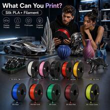 Silk PLA+ 3D Printer Filament 1.75mm, 1236g Large Spool, Glossy Silk Finish PLA Plus Filament, Smooth Feeding, Neatly Wound, Low Warping, Compatible With Most FDM 3D Printers For Models, Prototypes, DIY Projects & Desk Decor - View 2